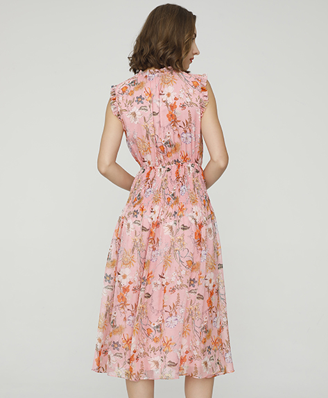 2024 Spring Summer - Floral print silk-chiffon dress